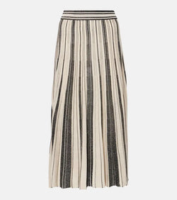 Zimmermann Pleated striped midi skirt | LYBSTORE