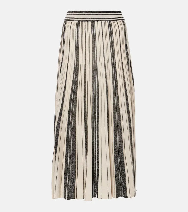 Zimmermann Pleated striped midi skirt | LYBSTORE