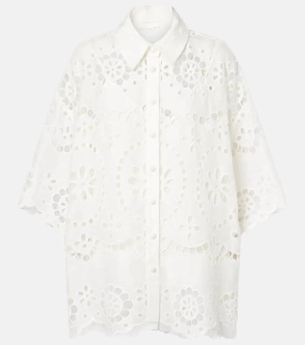 Zimmermann Pop embroidered linen shirt | LYBSTORE