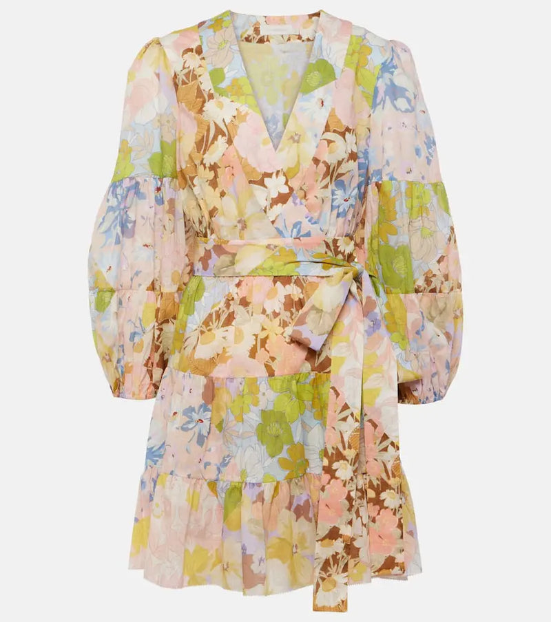 Zimmermann Pop floral cotton wrap dress | LYBSTORE