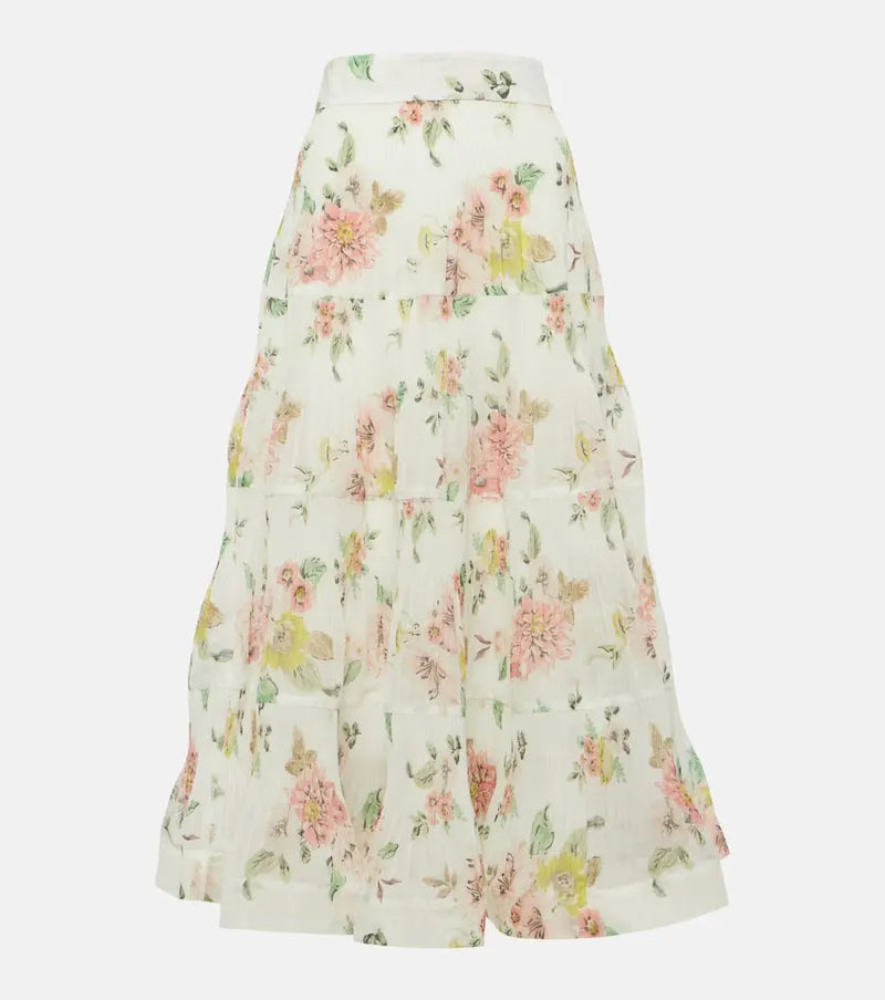 Zimmermann Tiered floral midi skirt | LYBSTORE