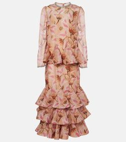 Zimmermann Tiered linen and silk maxi dress | LYBSTORE