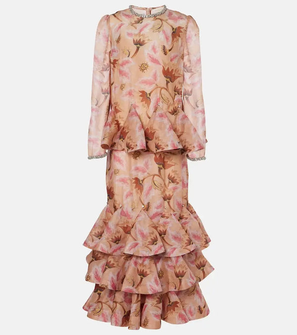 Zimmermann Tiered linen and silk maxi dress | LYBSTORE