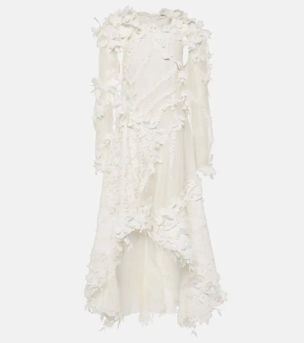 Zimmermann Tranquillity linen and silk organza midi dress | LYBSTORE