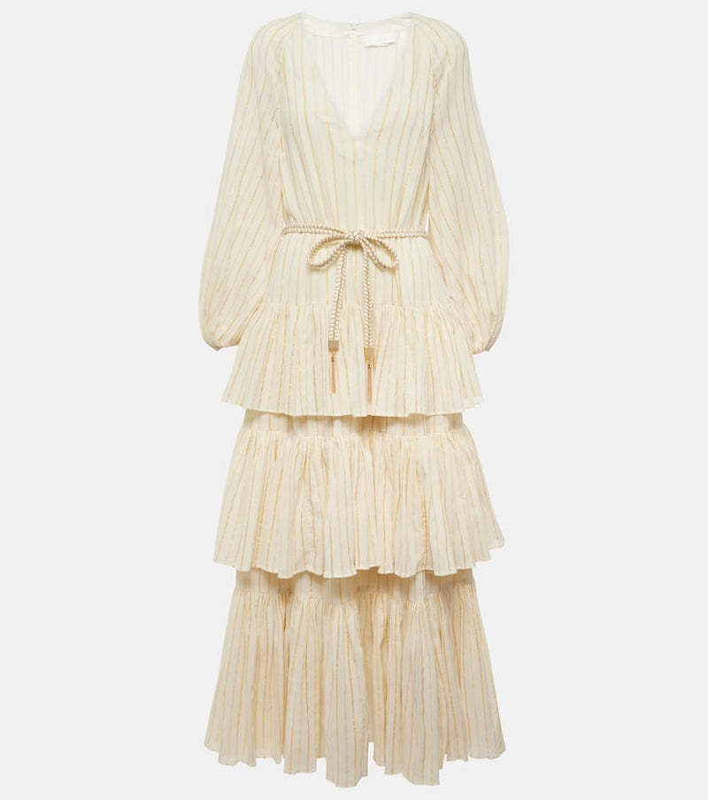 Zimmermann Waverly Tiered striped cotton-blend midi dress