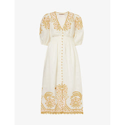 Zimmermann Waverly floral-embroidered linen midi dress