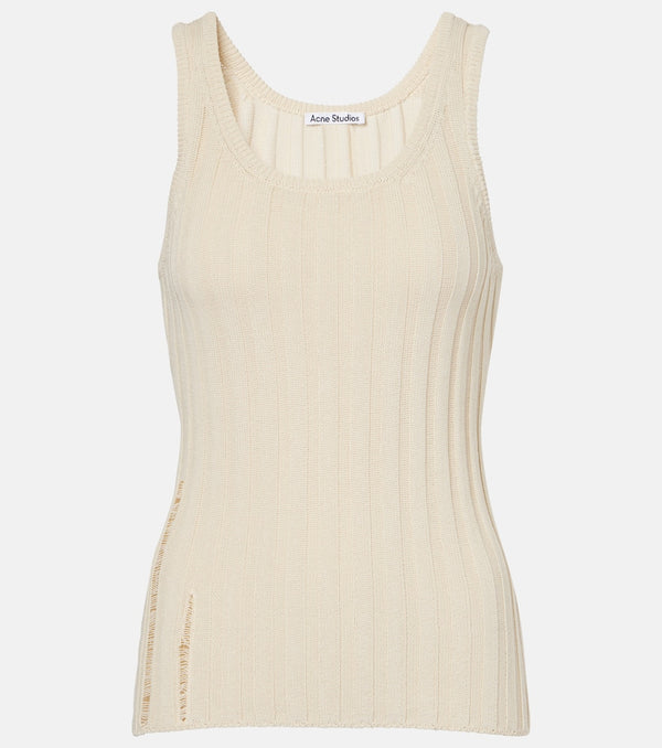 Acne Studios Distressed ribbed-knit cotton-blend tank top