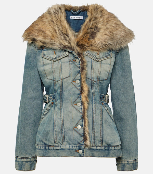 Acne Studios Faux fur-trimmed denim jacket