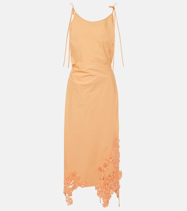 Acne Studios Lace-trimmed cotton midi dress