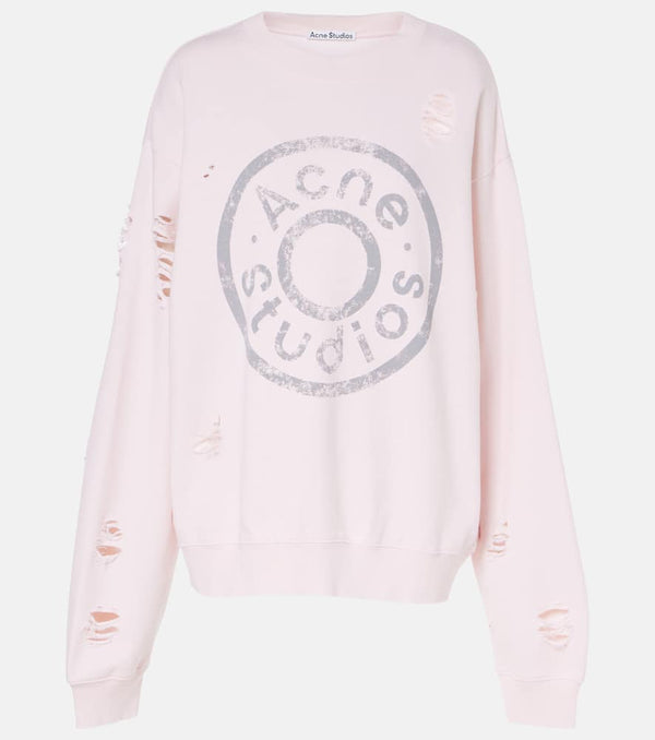 Acne Studios Logo distressed cotton-blend sweatshirt