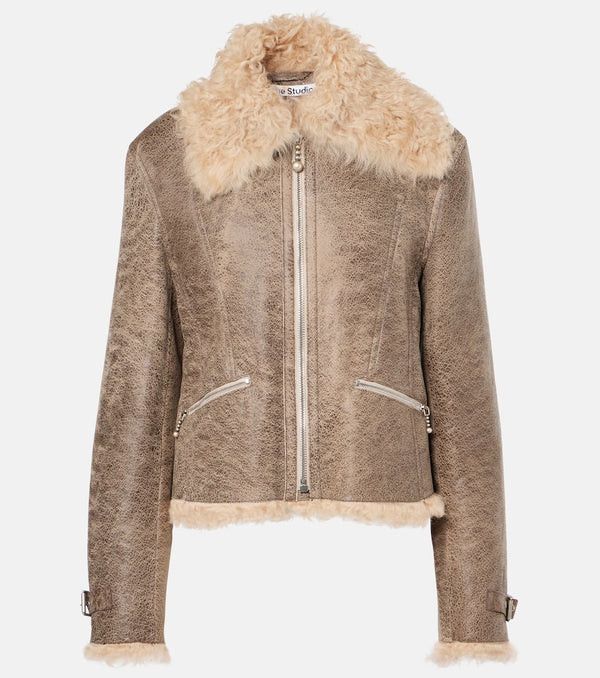 Acne Studios Shearling-trimmed leather jacket