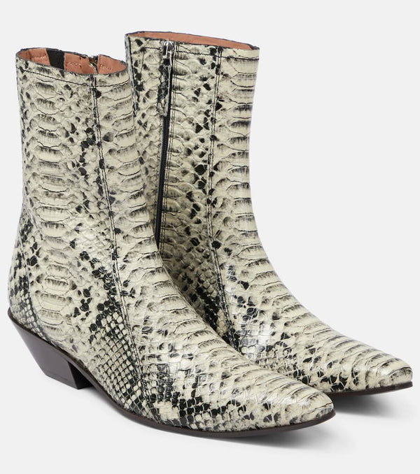 Acne Studios Snake-effect leather ankle boots