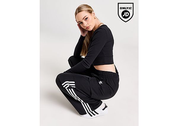 adidas Originals 3-Stripes Wide Leg Cargo Pants Black