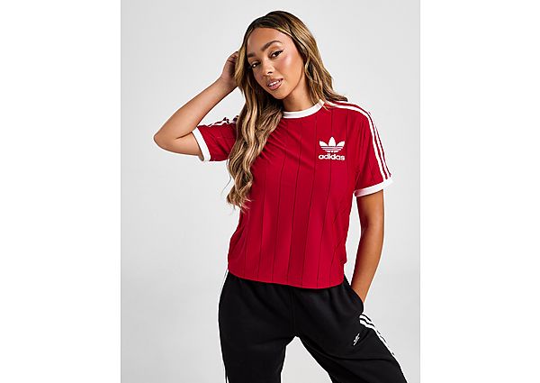 adidas Originals Pinstripe Poly T-Shirt Better Scarlet