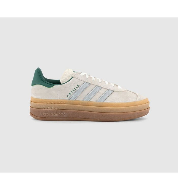 adidas Womens Gazelle Bold W Trainers Offwhite Silver Metalic Collegiate Green