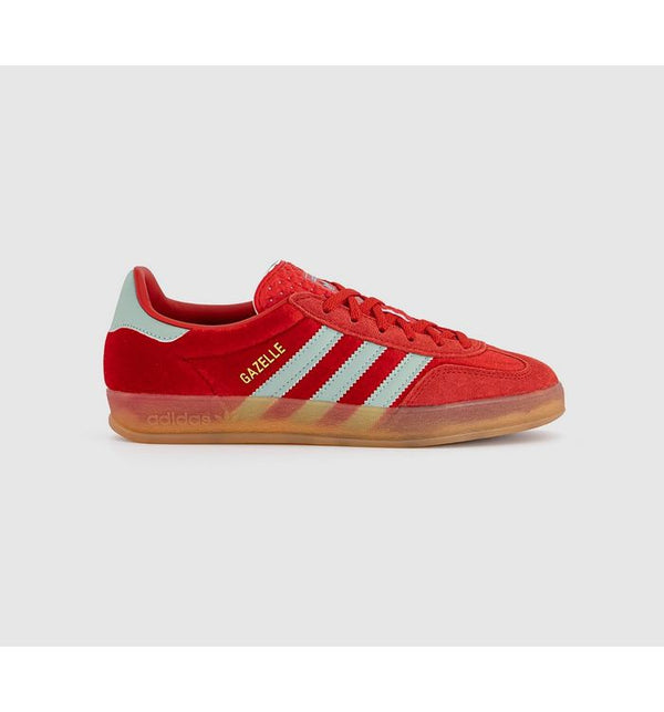 adidas Womens Gazelle Indoor Trainers Better Scarlet Hazy Green Gum In Natural