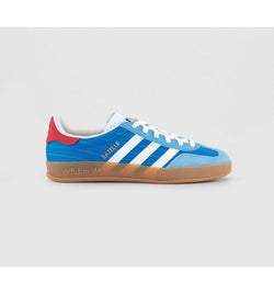 adidas Womens Gazelle Indoor Trainers Bright Blue White Gum Mixed Material