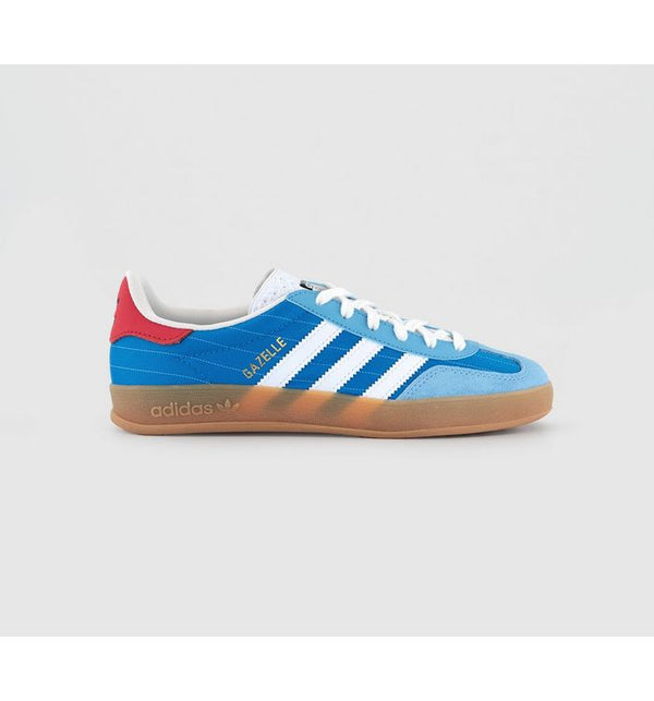 adidas Womens Gazelle Indoor Trainers Bright Blue White Gum Mixed Material