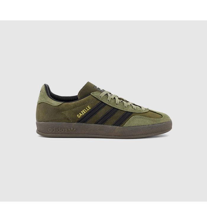 adidas Womens Gazelle Indoor Trainers Focus Olive Core Black Gum In Green