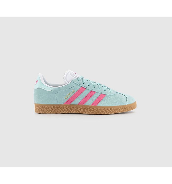 adidas Womens Gazelle Trainers Semi Flash Aqua Lucid Pink Offwhite In Blue