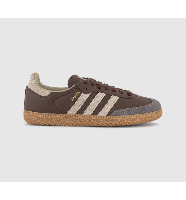 adidas Womens Samba OG Brown Putty Grey Gold Metalic