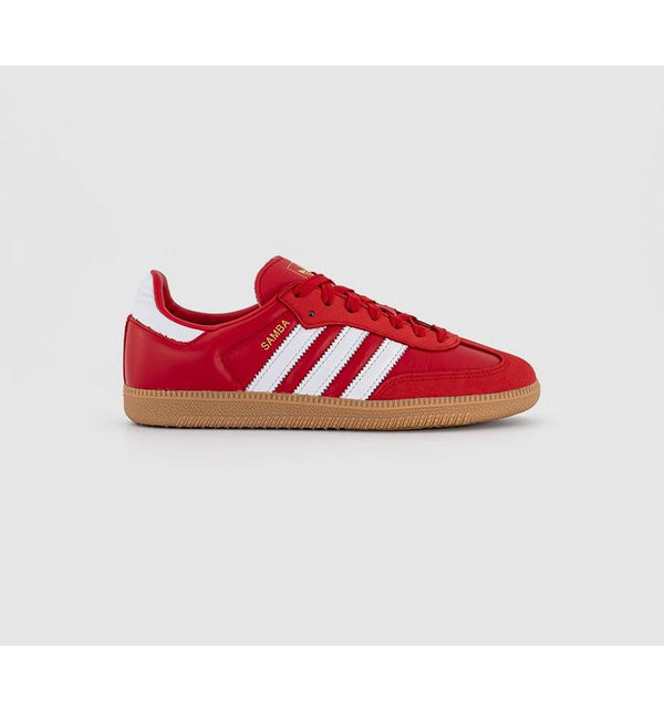 adidas Womens Samba OG Trainers Better Scarlet White Gold Metalic In Red