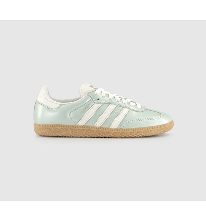 adidas Womens Samba OG Trainers Linen Green Metallic Offwhite Cyber Metallic