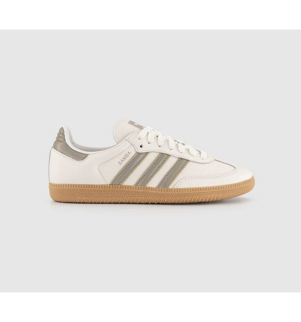 adidas Womens Samba OG Trainers Offwhite Cyber Metallic Wonder Gold Metallic