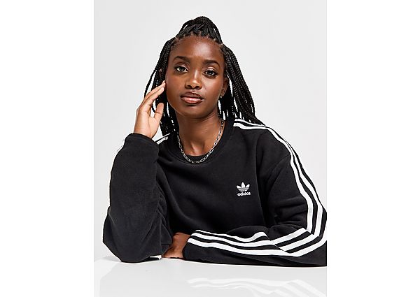 adidas Originals 3 Stripes Polar Fleece Crew Sweatshirt  Black