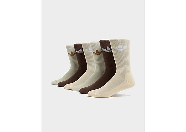 adidas Originals 6 Pack Trefoil Cushion Crew Socks Brown