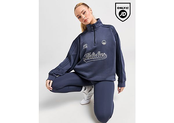 adidas Originals Baseball 1/4 Zip Top  Blue