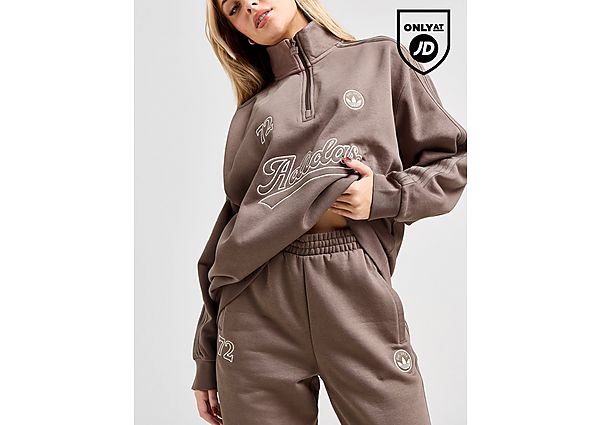 adidas Originals Baseball 1/4 Zip Top  Brown