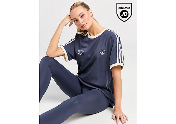 adidas Originals Baseball 3 Stripes Boyfriend T Shirt  Navy