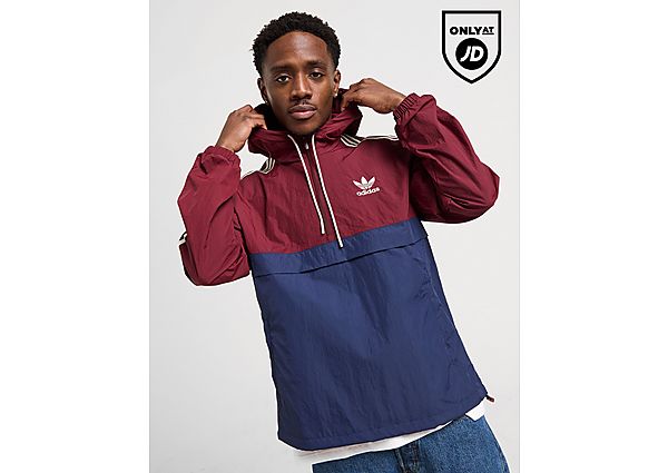 adidas Originals Overhead 1/2 Zip Windbreaker Jacket  Red