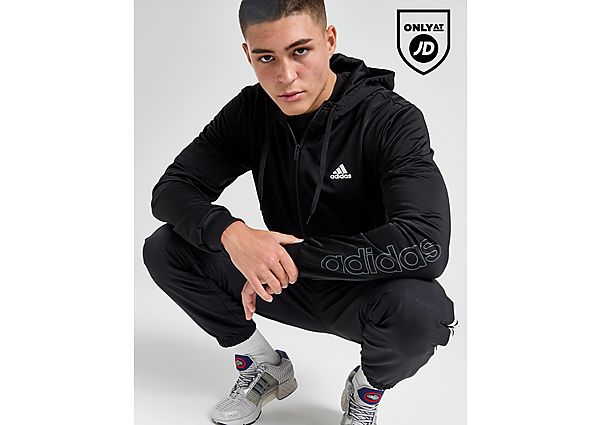 adidas Poly Linear Full Zip Hoodie  Black