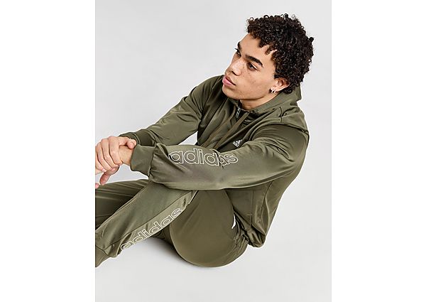 adidas Poly Linear Full Zip Tracksuit  Khaki