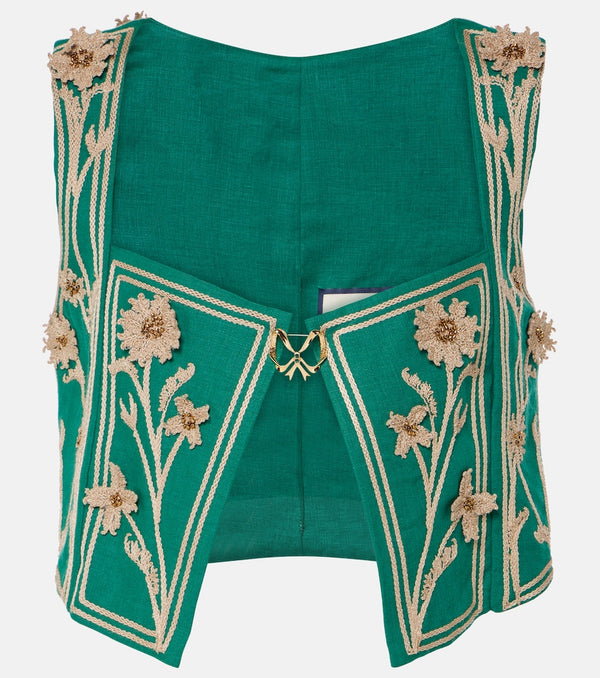 Agua by Agua Bendita Coralina Esmeralda floral-appliqué crop top