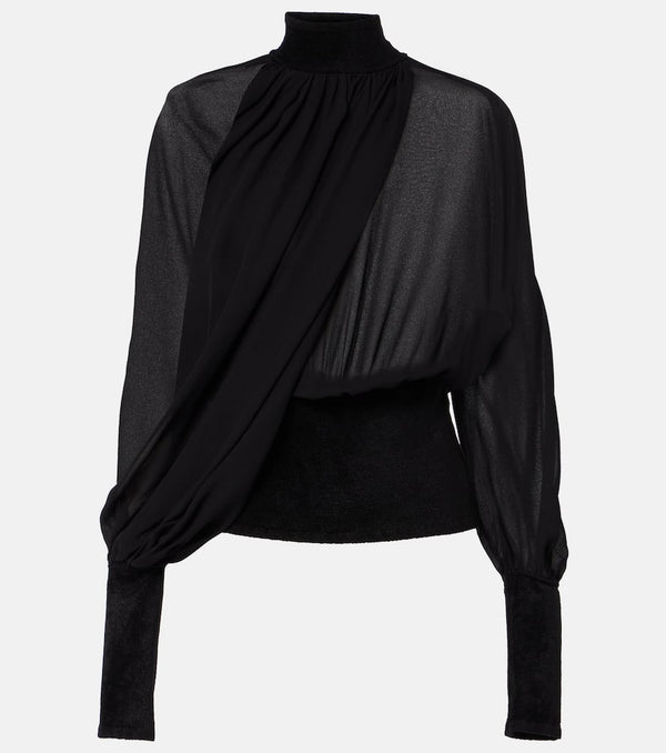 Alaïa Draped georgette blouse