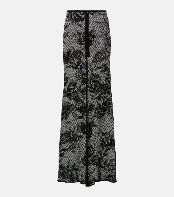 Alaïa Floral mesh maxi skirt