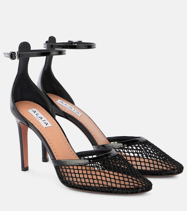 Alaïa Leather-trimmed mesh pumps