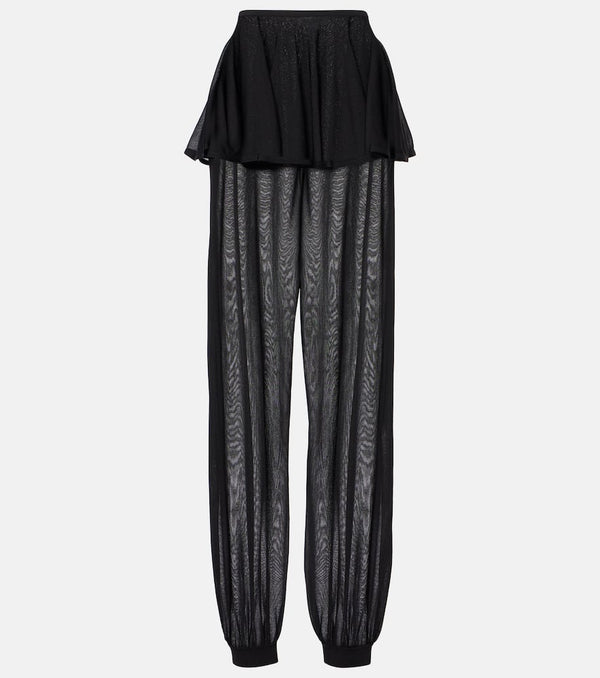 Alaïa Mid-rise semi-sheer wide-leg pants