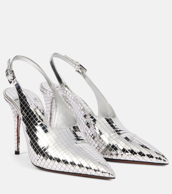 Alaïa Mirrored leather slingback pumps