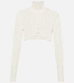 Alaïa Ribbed-knit cropped cardigan