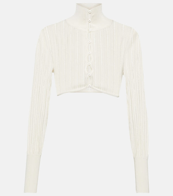 Alaïa Ribbed-knit cropped cardigan