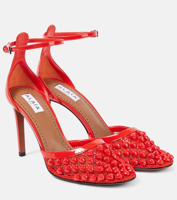 Alaïa Studded mesh and leather pumps