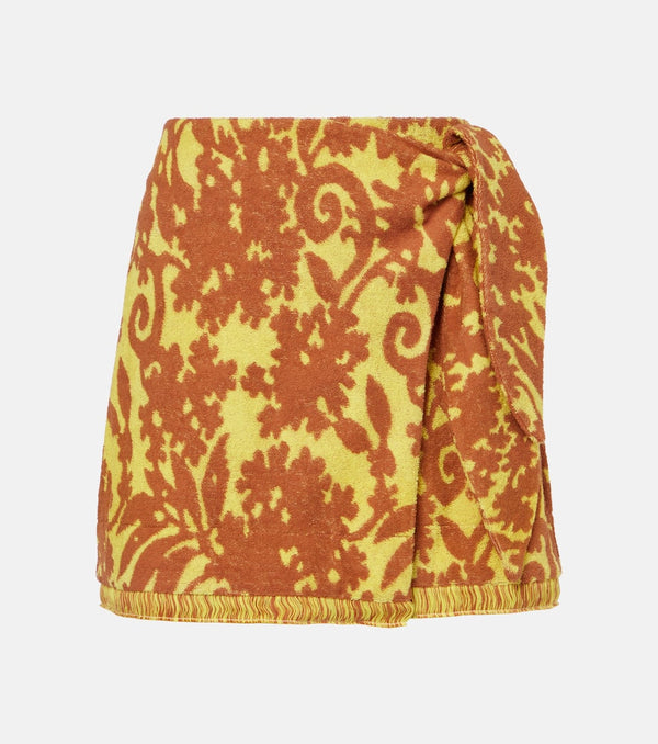 Alémais Amarillo printed cotton-blend wrap skirt