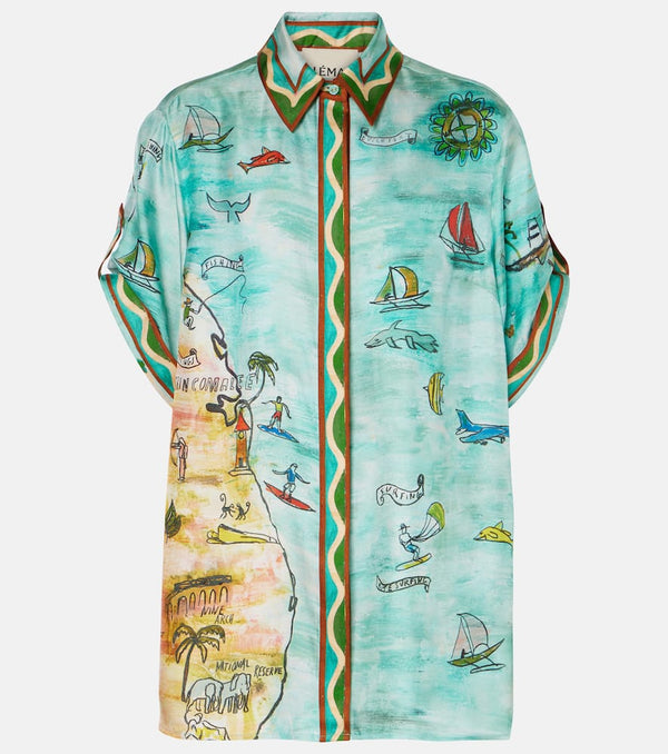 Alémais Swell printed silk twill shirt