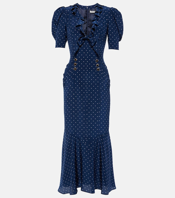 Alessandra Rich Polka-dot bow-detail silk midi dress