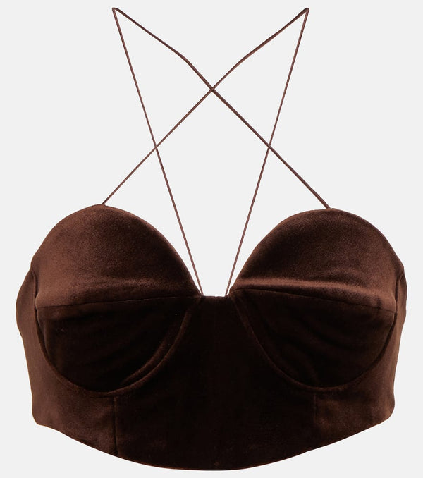 Alex Perry Halterneck velvet bralette