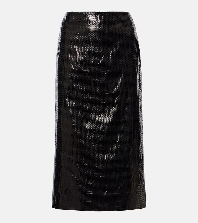 Alexander McQueen Silk-blend tarpaulin midi skirt